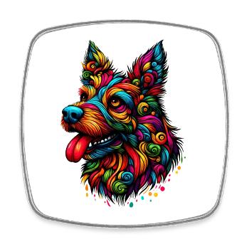 DOG COLORFUL COLORFUL RAINBOW GRAFFITI BLOB - Square fridge magnet - white - Front
