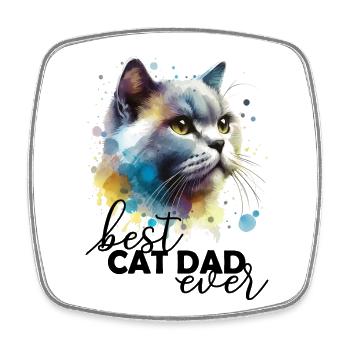 Best Cat Dad Bester Katzenpapa - Viereckiger Kühlschrankmagnet - Weiß - Vorne