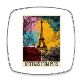 Paris Tour Eiffel France Skyline timbre-poste - Magnet carré - blanc - Devant
