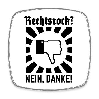 Rechtsrock? Nein, Danke! (Strahlen / Black) - Viereckiger Kühlschrankmagnet - Weiß - Vorne