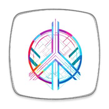 Peace Sign Peace Colorful Neon Against War Love - Square fridge magnet - white - Front