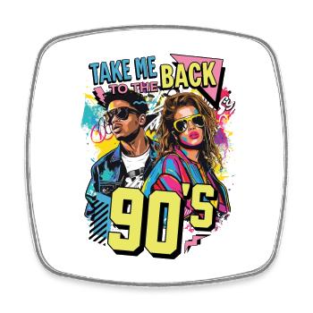 des années 90 des années 90 musique coloré fête carnaval costume - Magnet carré - blanc - Devant