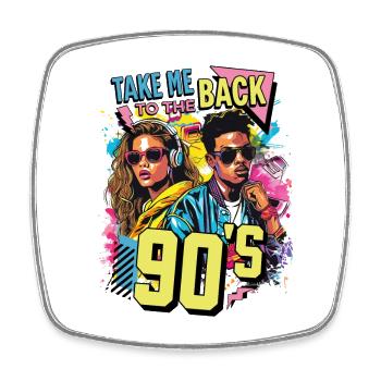 des années 90 des années 90 coloré musique fête carnaval costume - Magnet carré - blanc - Devant