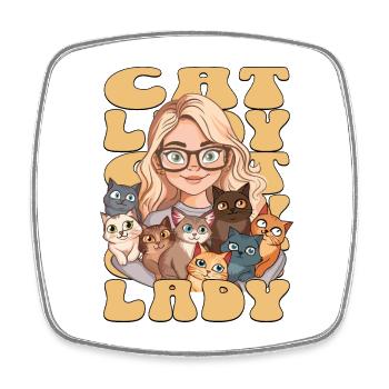 Cat Lady Katzen Frau Mädchen I Love Cats Lustig - Viereckiger Kühlschrankmagnet - Weiß - Vorne