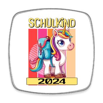 School Child 2024 Unicorn School School Student - Square fridge magnet - white - Front