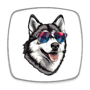 Alaskan Malamute, Hund, Sonnenbrille, Sommer - Viereckiger Kühlschrankmagnet - Weiß - Vorne