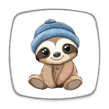 Paresseux doux mignon bébé enfants animal dessin animé - Magnet carré - blanc - Devant