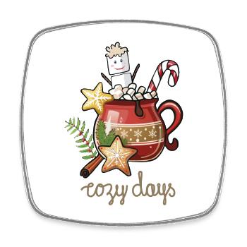 Hot Cacao, Marshmallow man, xmas - Viereckiger Kühlschrankmagnet - Weiß - Vorne