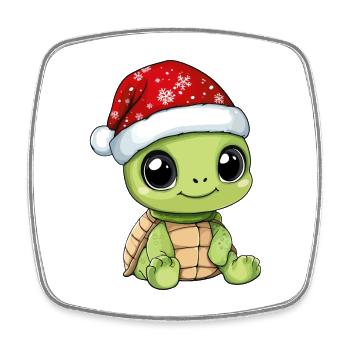 Turtle Christmas Cute Cute Christmassy - Square fridge magnet - white - Front