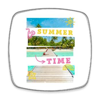 Été Plage Mer Palmiers Vacances Été - Magnet carré - blanc - Devant
