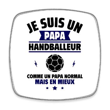 Cadeau fête des pères, Papa handballeur au top - Magnet carré - blanc - Devant