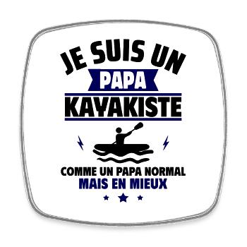 Papa kayakiste, cadeau fête des pères,Noël - Magnet carré - blanc - Devant