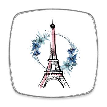 Paris Tour Eiffel France Floral Line Art - Magnet carré - blanc - Devant