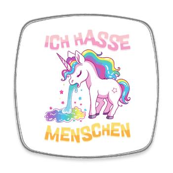 I Hate People Unicorn Puking Rainbow Funny - Square fridge magnet - white - Front