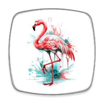 Flamingo Vogel Exotisch Sommer Splash Rosa Pink - Viereckiger Kühlschrankmagnet - Weiß - Vorne