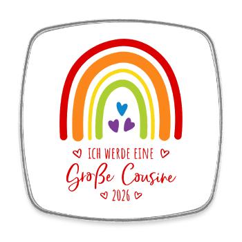 Große Cousine 2026 Regenbogen - Viereckiger Kühlschrankmagnet - Weiß - Vorne