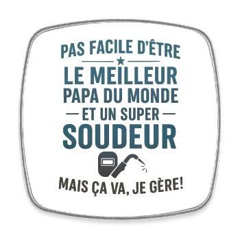 Papa soudeur cadeau fête des pères - Magnet carré - blanc - Devant