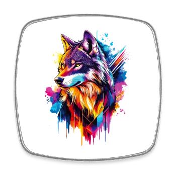 Loup Tête de loup Prédateur Forêt Nature sauvage Coloré - Magnet carré - blanc - Devant