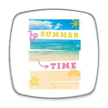 Summer Beach Sea Palm Trees Vacation Summer Time - Square fridge magnet - white - Front