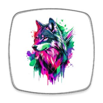 Loup Tête de loup Prédateur Forêt Nature sauvage Coloré - Magnet carré - blanc - Devant