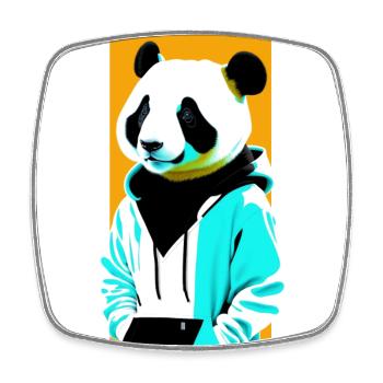 Panda en sweat à capuche - Magnet carré - blanc - Devant