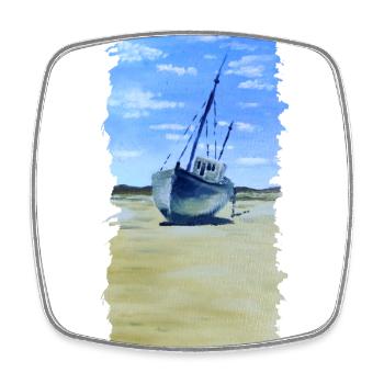 Beached at Bunbeg - Square fridge magnet - white - Front