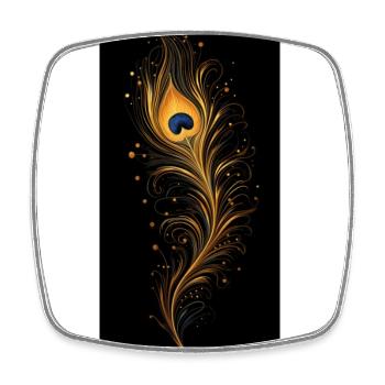 Plume de paon - Magnet carré - blanc - Devant