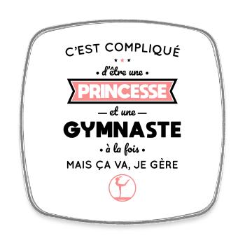Compliqué d'être une princesse et une gymnaste - Magnet carré - blanc - Devant