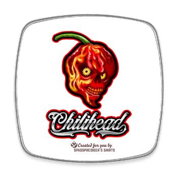 Chili Design Chilihead - Viereckiger Kühlschrankmagnet - Weiß - Vorne