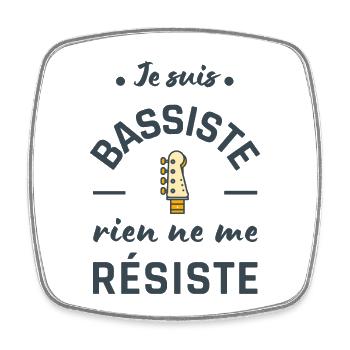 Humour bassiste homme femme basse musique - Magnet carré - blanc - Devant