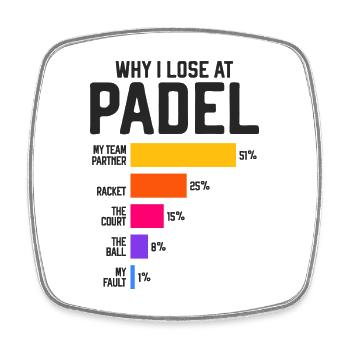 Pourquoi est-ce que je perds au Padel - Paddle Tennis Fun - Magnet carré - blanc - Devant