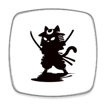 Funny Samurai Cat - Square fridge magnet - white - Front