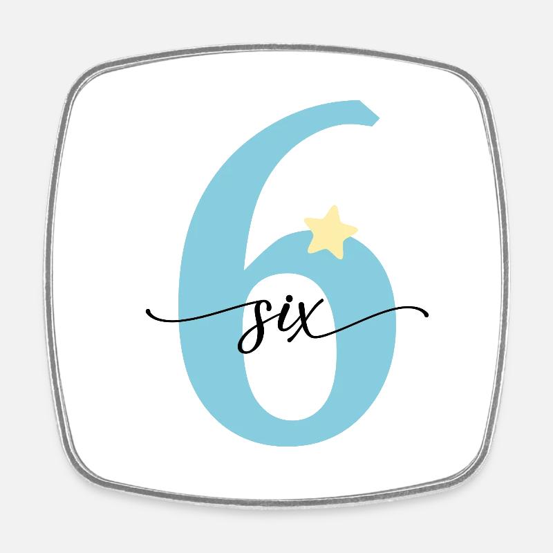 6th birthday six years - Square fridge magnet - white