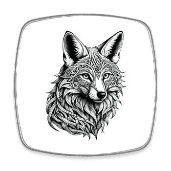 Renard celtique - Magnet carré - blanc - Devant