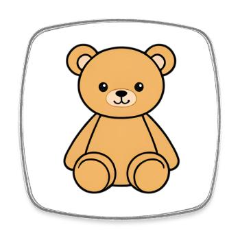 Cute Teddy Bear Cartoon - Square fridge magnet - white - Front