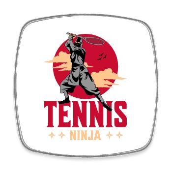 Padel Ninja Samouraï Raquette Japonaise Tennis - Magnet carré - blanc - Devant