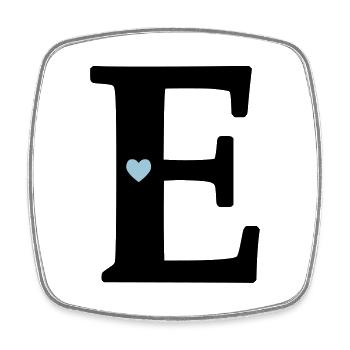 Letter E Initial point - Square fridge magnet - white - Front
