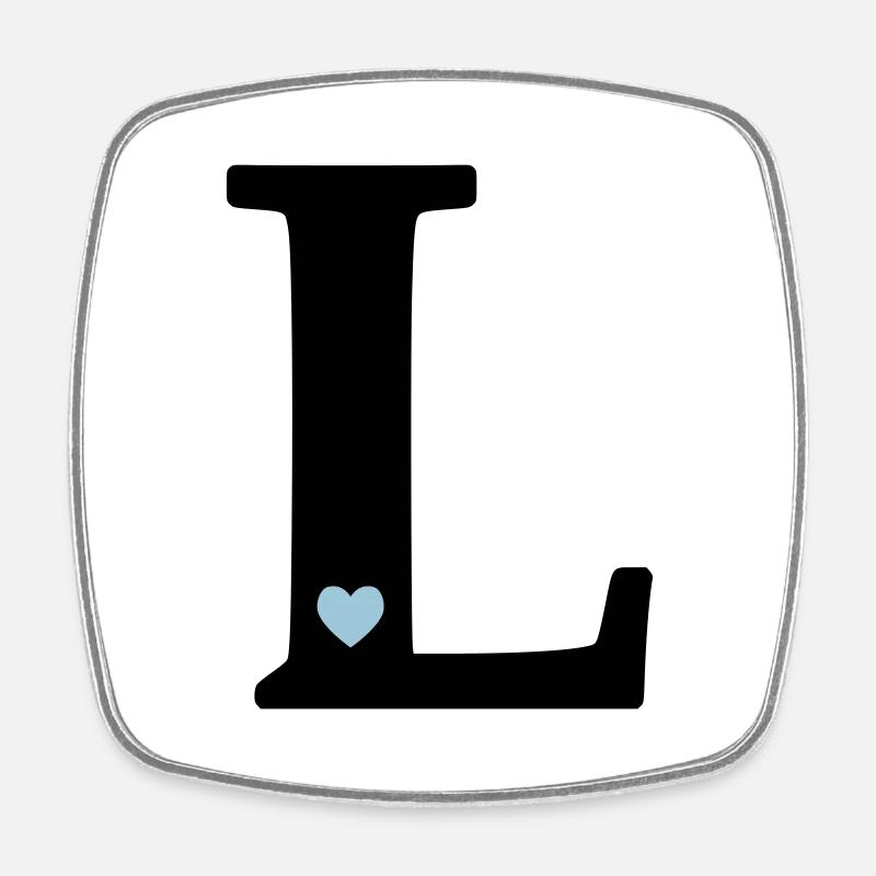 point L Initial letter - Square fridge magnet - white