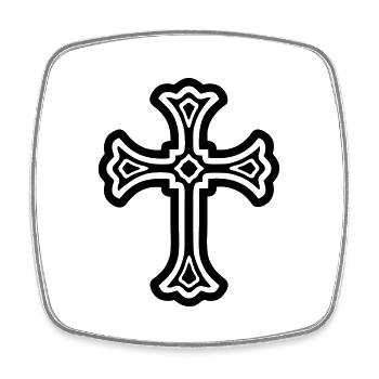 Kreuz (cross) 03.0 - Viereckiger Kühlschrankmagnet - Weiß - Vorne