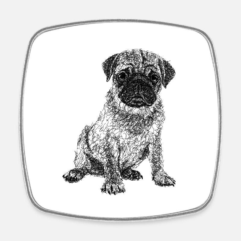 Mops - Viereckiger Kühlschrankmagnet - Weiß