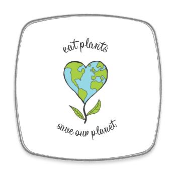eat plants save our planet - Viereckiger Kühlschrankmagnet - Weiß - Vorne