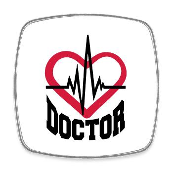 doctor herz Stethoskop abhoeren herzschlag puls ve - Viereckiger Kühlschrankmagnet - Weiß - Vorne