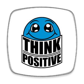 gesicht denken cool think positive positiv bleiben - Viereckiger Kühlschrankmagnet - Weiß - Vorne