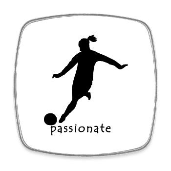 Women's Football Graphic with Text: Passionate - Square fridge magnet - white - Front