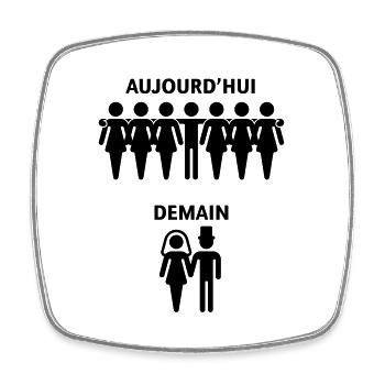 Aujourd’hui - Demain - Viereckiger Kühlschrankmagnet - Weiß - Vorne