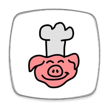 Pig Chef Head - Square fridge magnet - white - Front