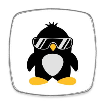 Cooler süßer Chef Pinguin Vogel mit Sonnenbrille - Viereckiger Kühlschrankmagnet - Weiß - Vorne