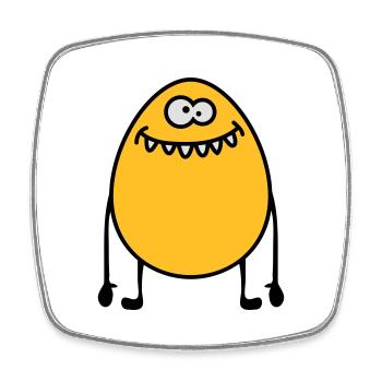 Egg Monster - Viereckiger Kühlschrankmagnet - Weiß - Vorne