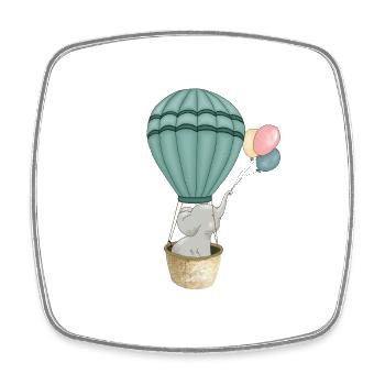 Süßer Comic Elefant im Heissluftballon - Viereckiger Kühlschrankmagnet - Weiß - Vorne