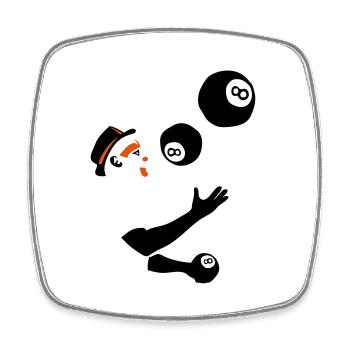 juggler ball billiards 8 - Square fridge magnet - white - Front